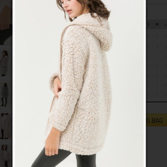 Hooded Over Sized Sherpa Fleece Teddy Jacket- SML - Picture 3 of 3
